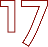 A large, outlined number 17 in red with a white interior, displayed on a light gray background.